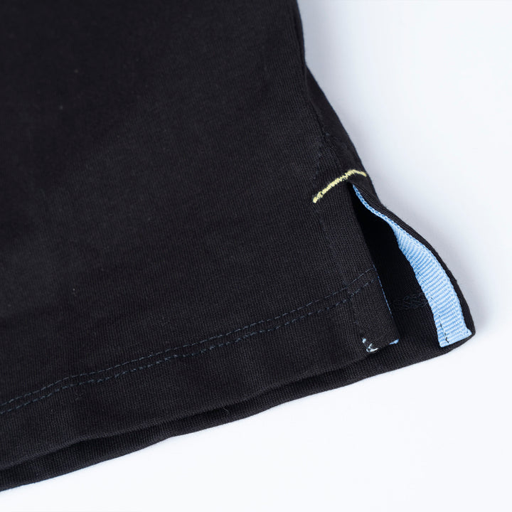 Black Cut & Sew Short Sleeve Polo