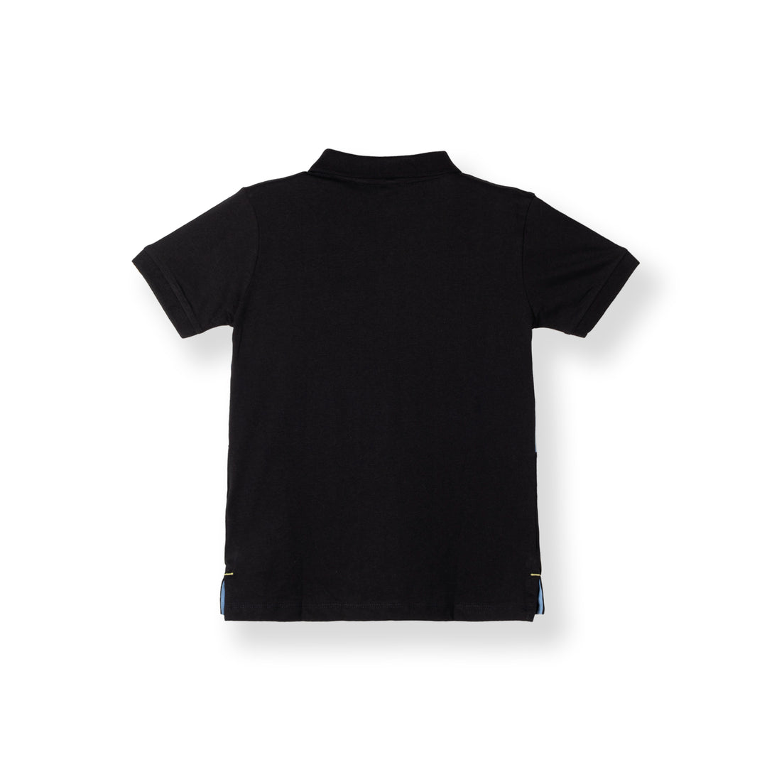 Black Cut & Sew Short Sleeve Polo