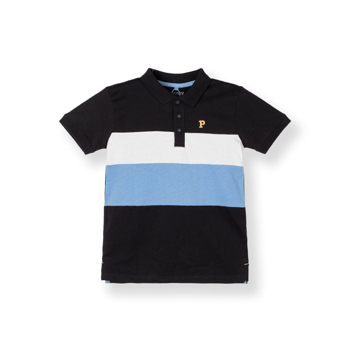 Black Cut & Sew Short Sleeve Polo