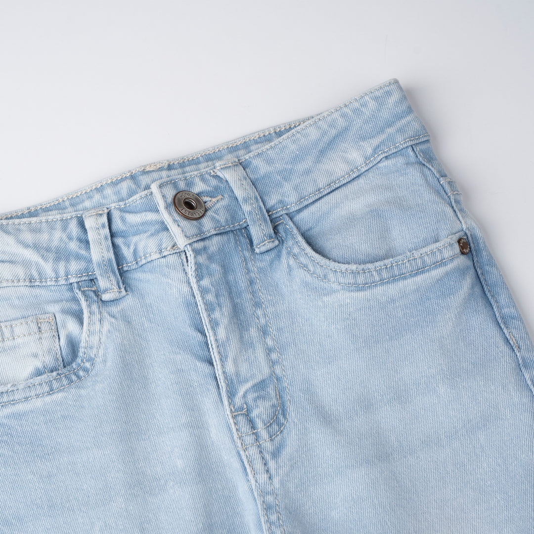 Poney Girls Light Blue Embroidered “P” Skinny Zip-Up Jeans