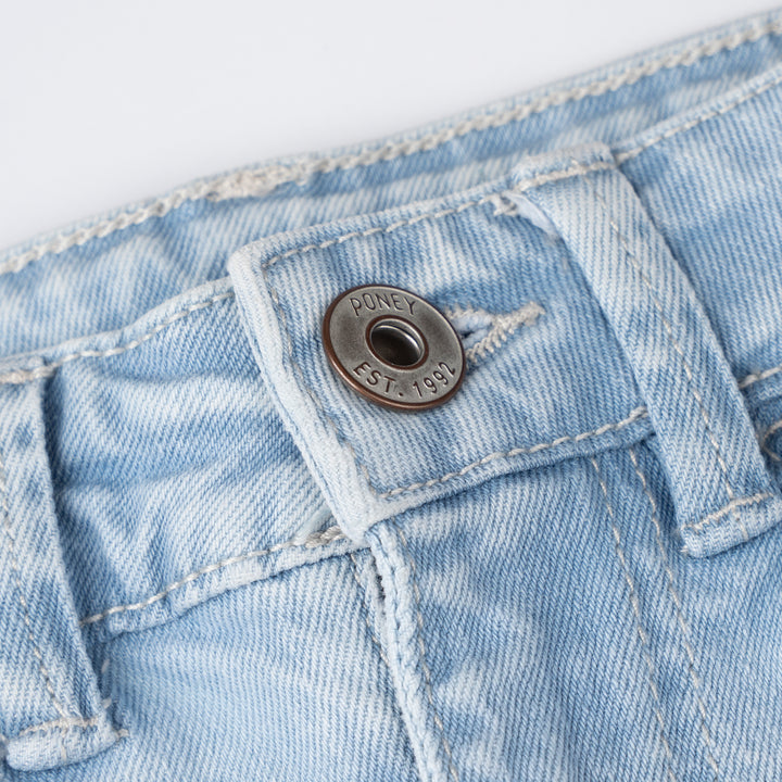 Poney Girls Light Blue Embroidered “P” Skinny Zip-Up Jeans