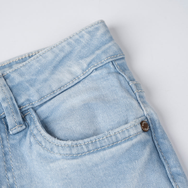 Poney Girls Light Blue Embroidered “P” Skinny Zip-Up Jeans