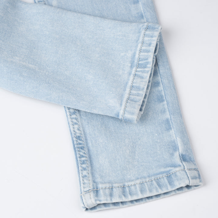 Poney Girls Light Blue Embroidered “P” Skinny Zip-Up Jeans