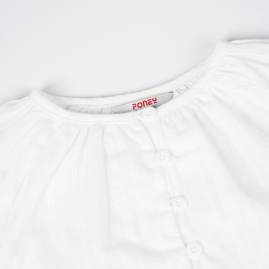 Poney Girls White Alyssum Long Sleeve Blouse