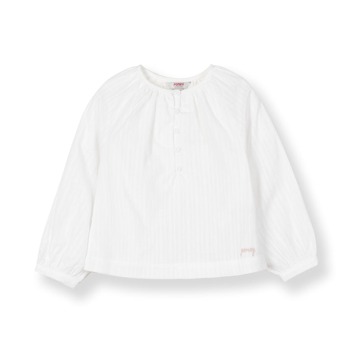 Poney Girls White Alyssum Long Sleeve Blouse