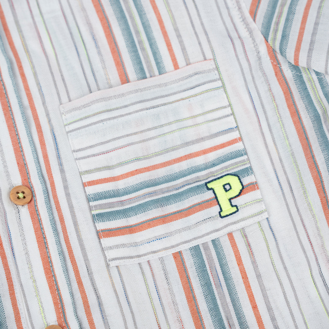 Poney White Simon Striped Short Sleeve Shirt