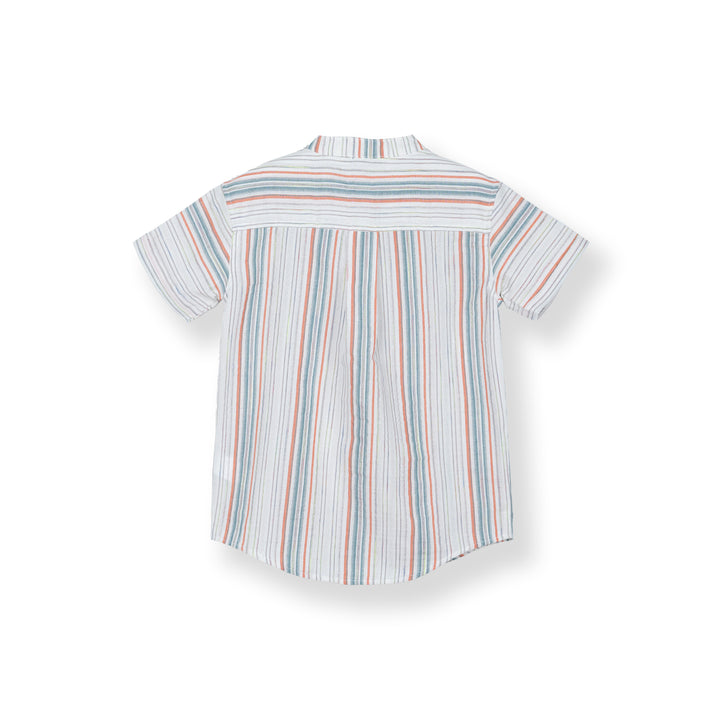 Poney White Simon Striped Short Sleeve Shirt