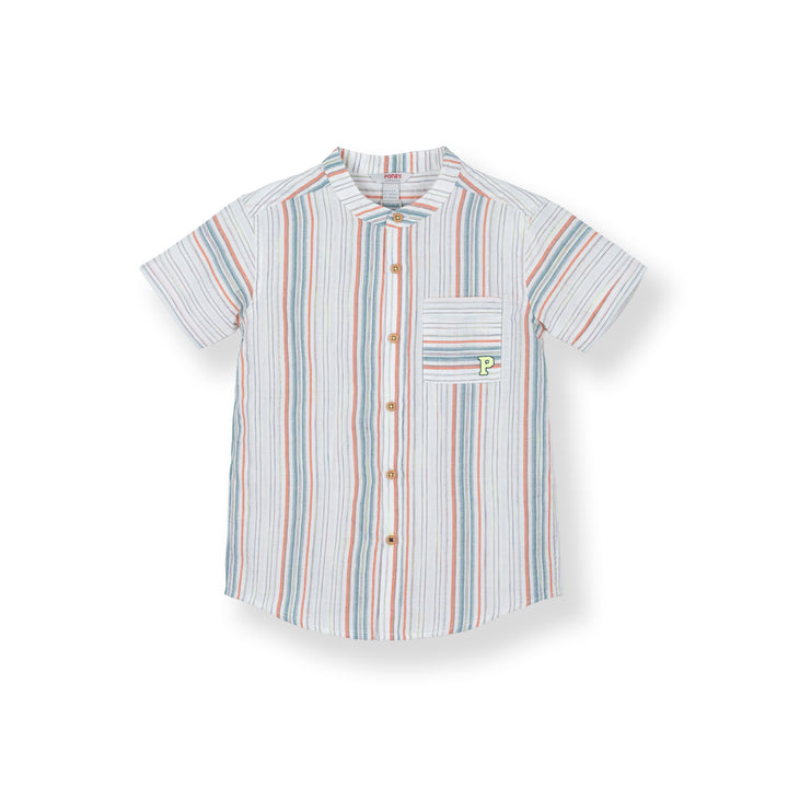 Poney White Simon Striped Short Sleeve Shirt