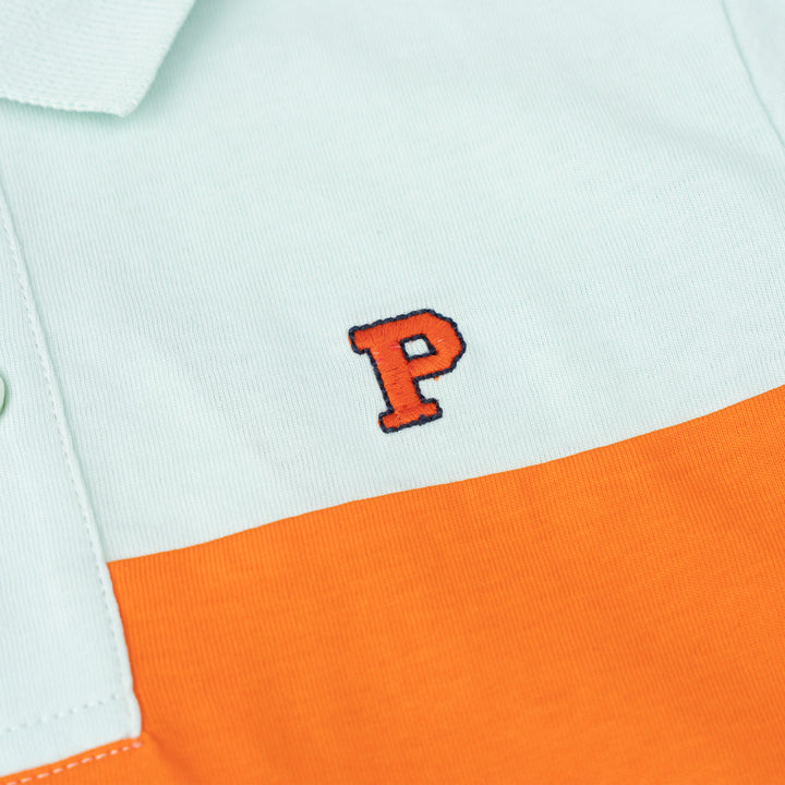 Aqua Burst Cut & Sew Short Sleeve Polo