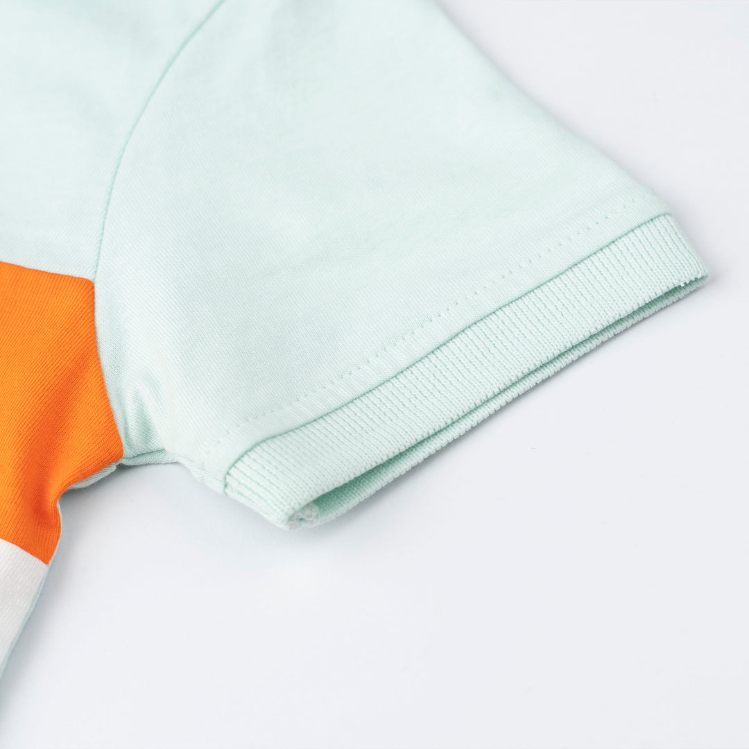 Aqua Burst Cut & Sew Short Sleeve Polo