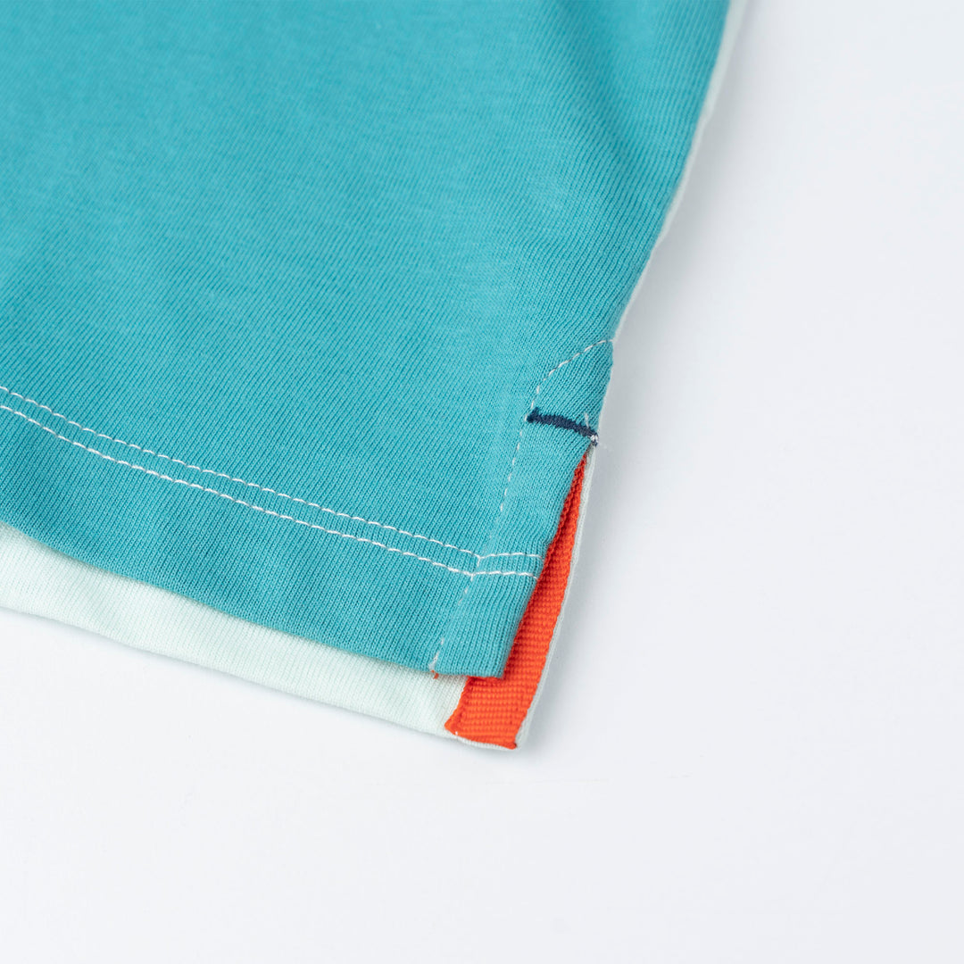 Aqua Burst Cut & Sew Short Sleeve Polo