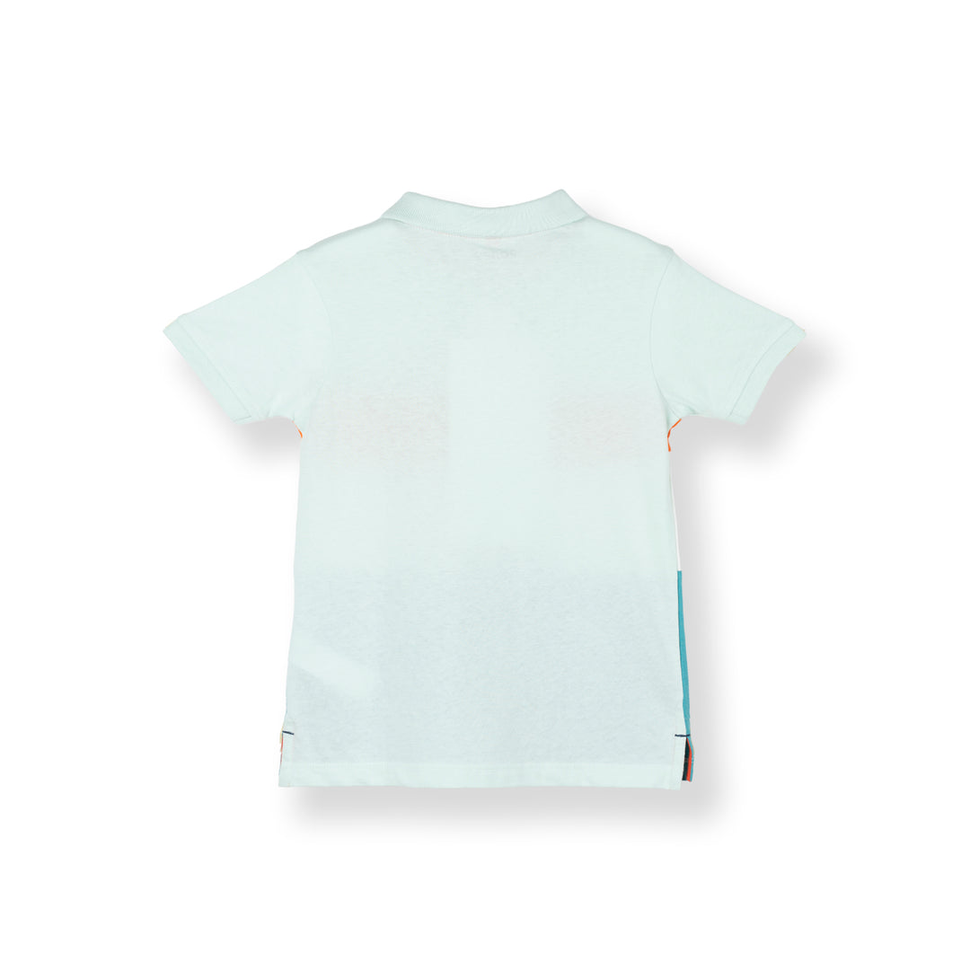 Aqua Burst Cut & Sew Short Sleeve Polo