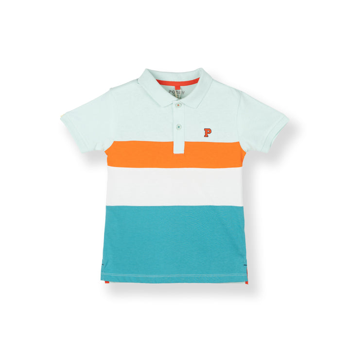 Aqua Burst Cut & Sew Short Sleeve Polo