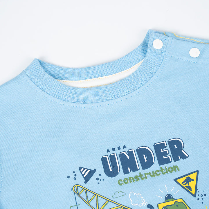 Poney Baby Boys Under Construction Light Blue Tee