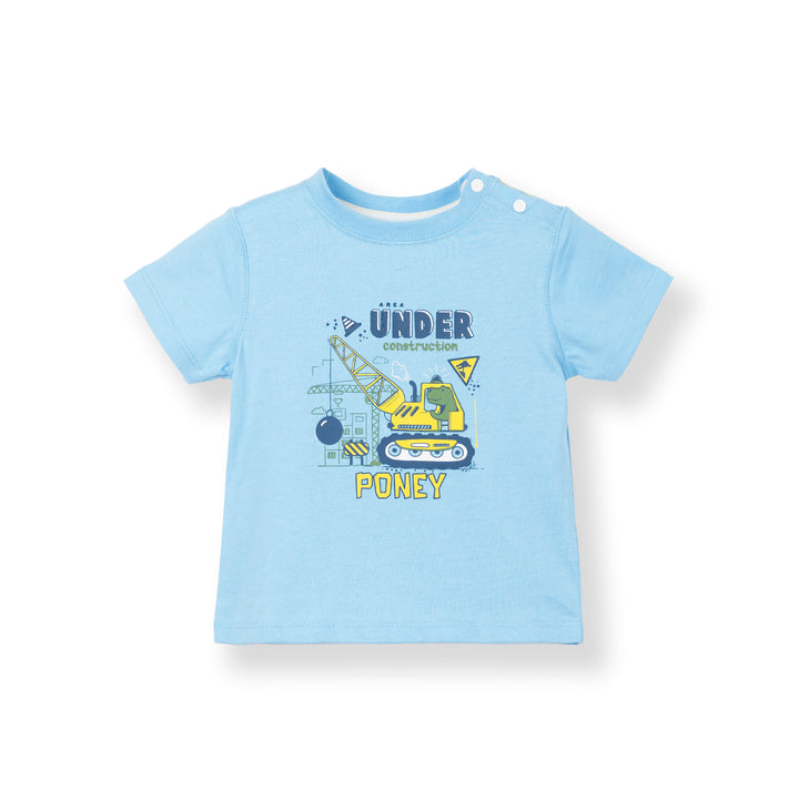 Poney Baby Boys Under Construction Light Blue Tee