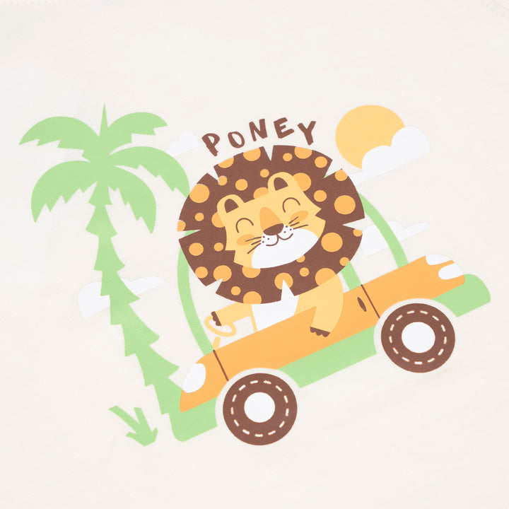 Poney Baby Boys Safari Smiling Cream Short Sleeve Tee