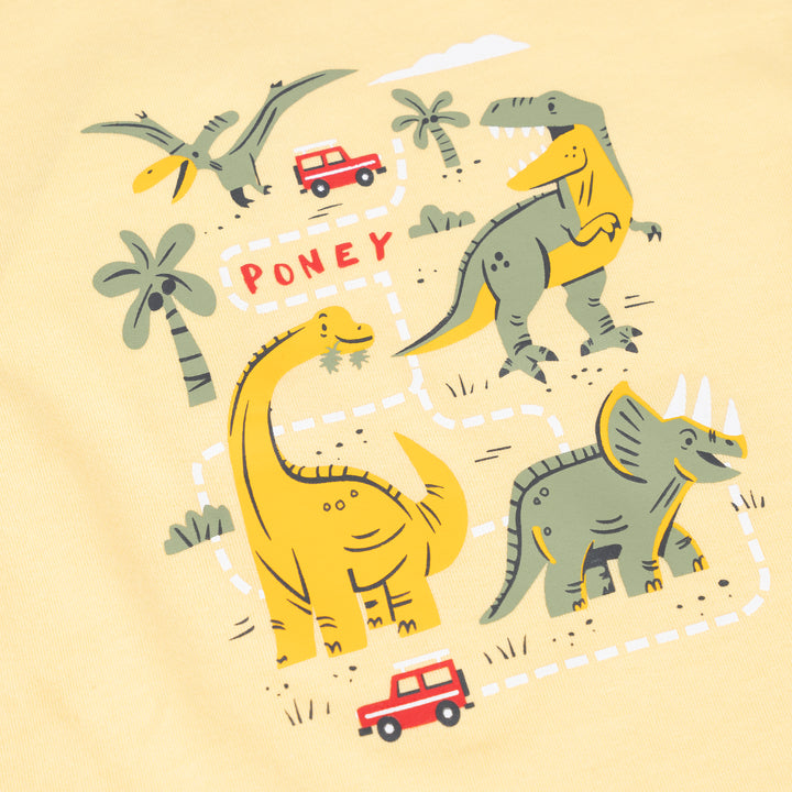 Poney Baby Boys Dino Adventure Yellow Short Sleeve Tee