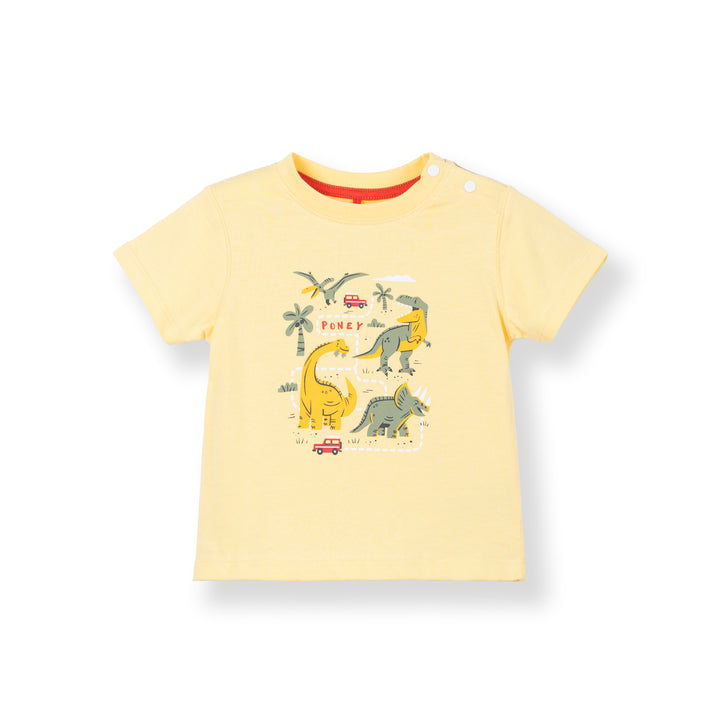 Poney Baby Boys Dino Adventure Yellow Short Sleeve Tee