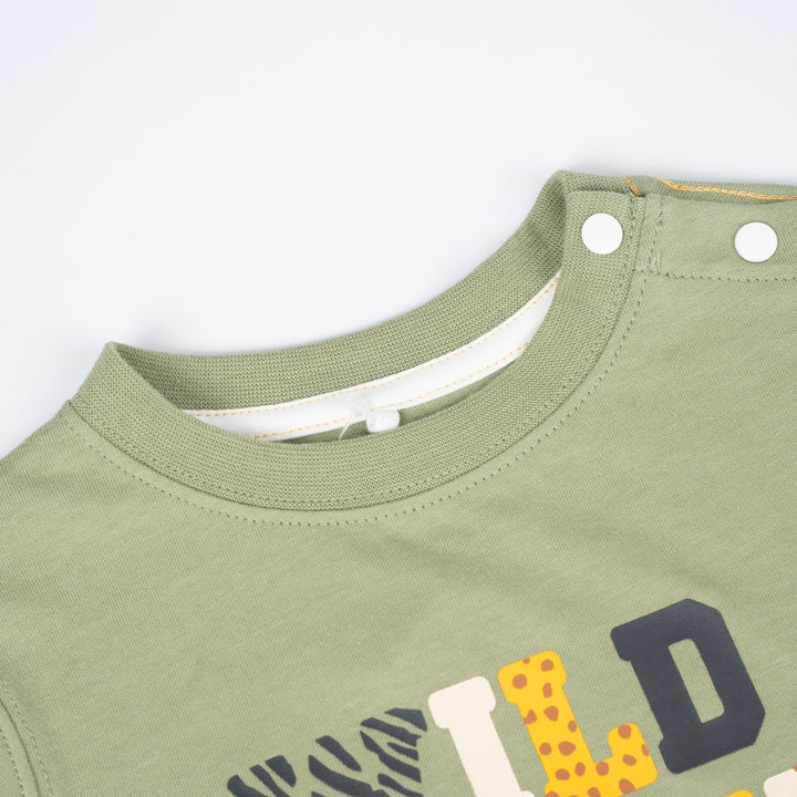 Poney Baby Boys Wild Life Green Short Sleeve Tee