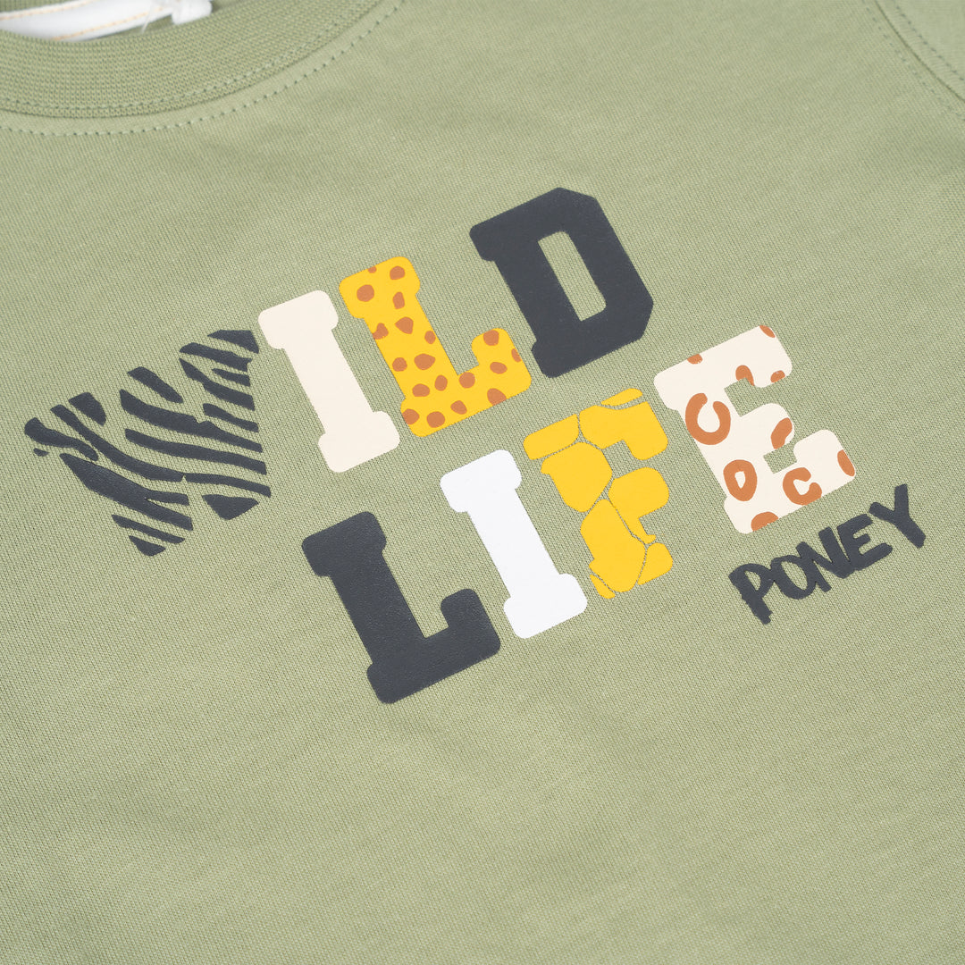 Poney Baby Boys Wild Life Green Short Sleeve Tee