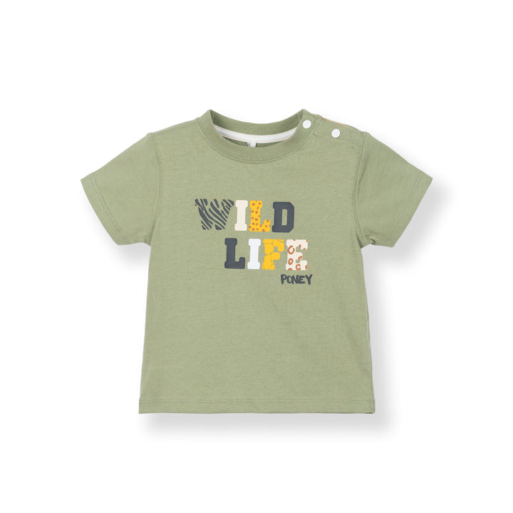 Poney Baby Boys Wild Life Green Short Sleeve Tee