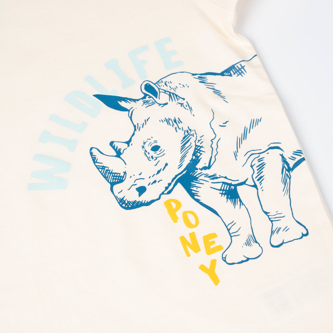 Poney Boys Cream Wild Rhino Short Sleeve Tee