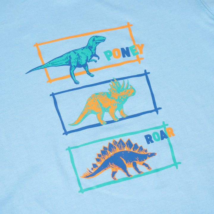 Poney Boys Light Blue Roaring Dino Trio Short Sleeve Tee