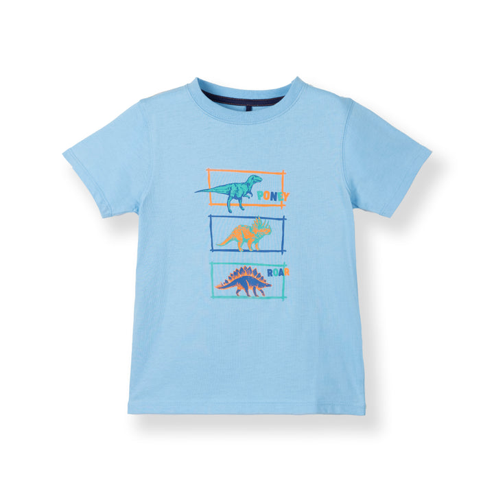 Poney Boys Light Blue Roaring Dino Trio Short Sleeve Tee