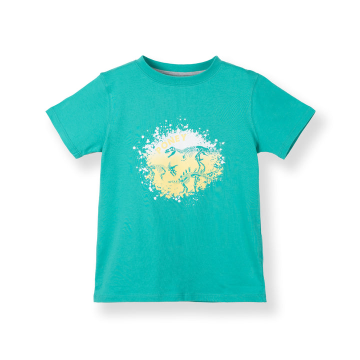 Poney Boys Green Dino Fossil Short Sleeve Tee