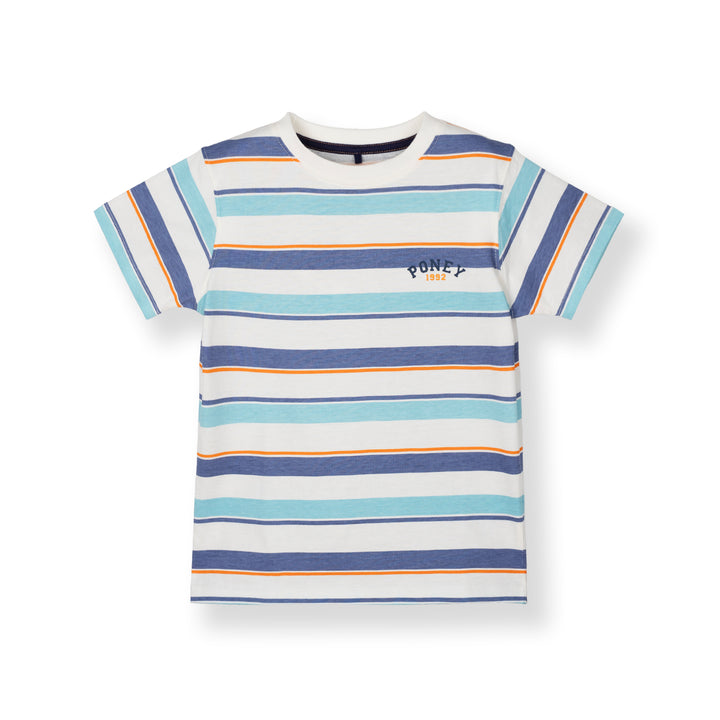 Poney Boys White Stripes in Style Short Sleeve Tee 2250030