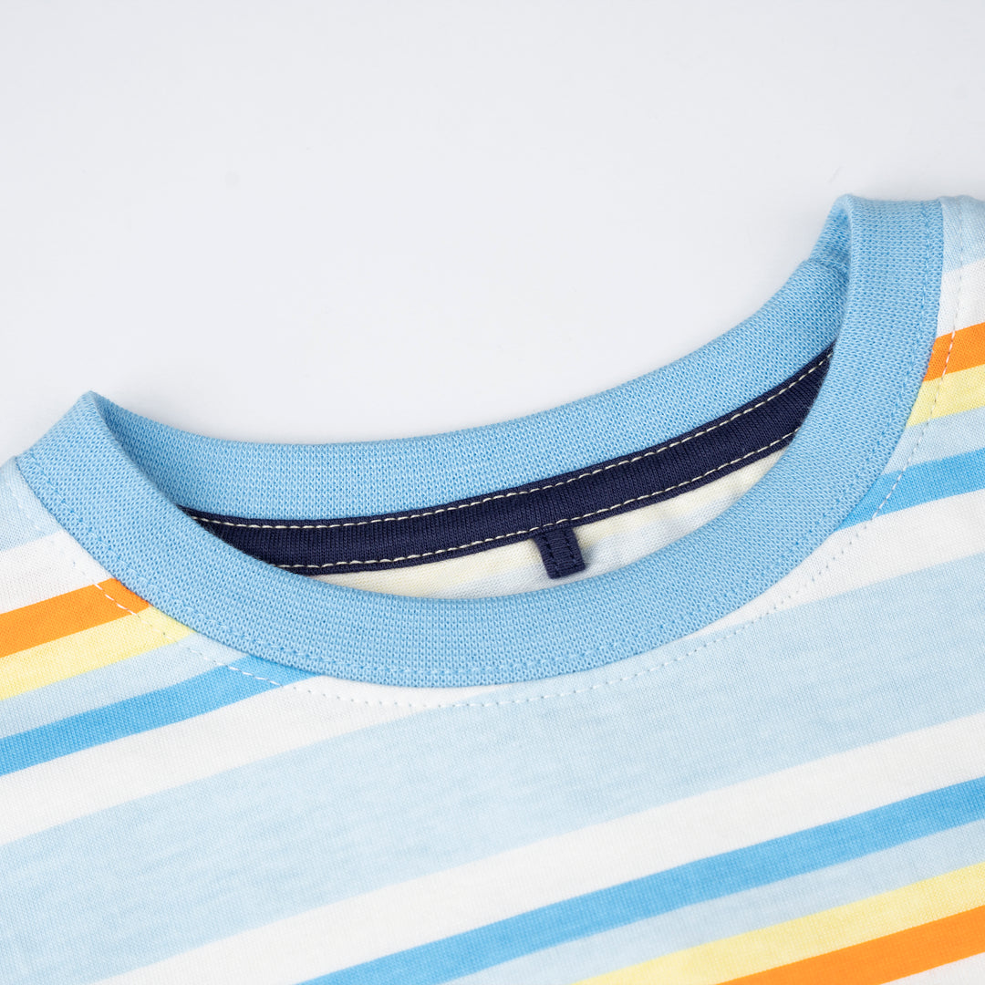 Poney Boys Light Blue Stripes in Style Short Sleeve Tee 2250031