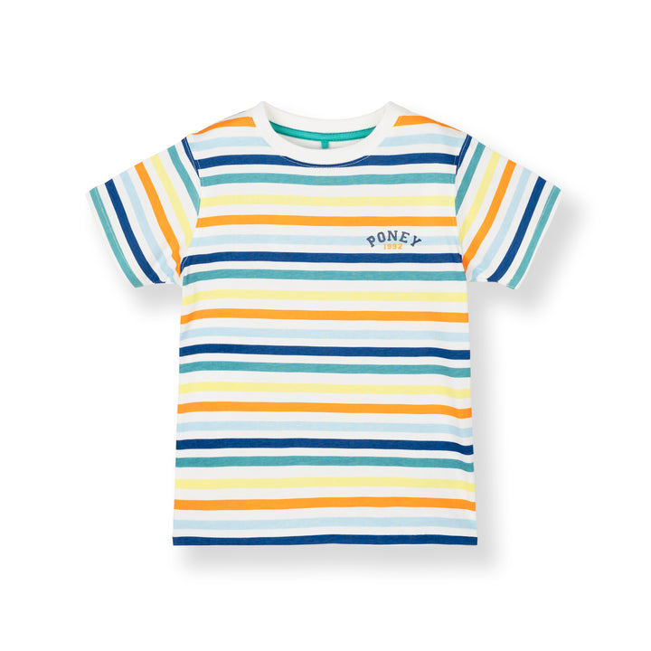Poney Boys White Stripes in Style Short Sleeve Tee 2250036