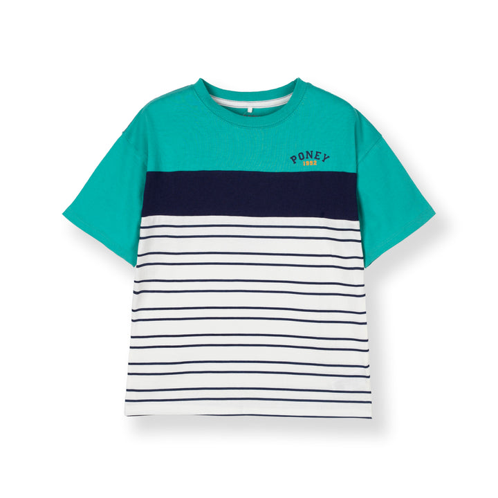 Poney Boys Green Stripes in Style Short Sleeve Tee 2250038