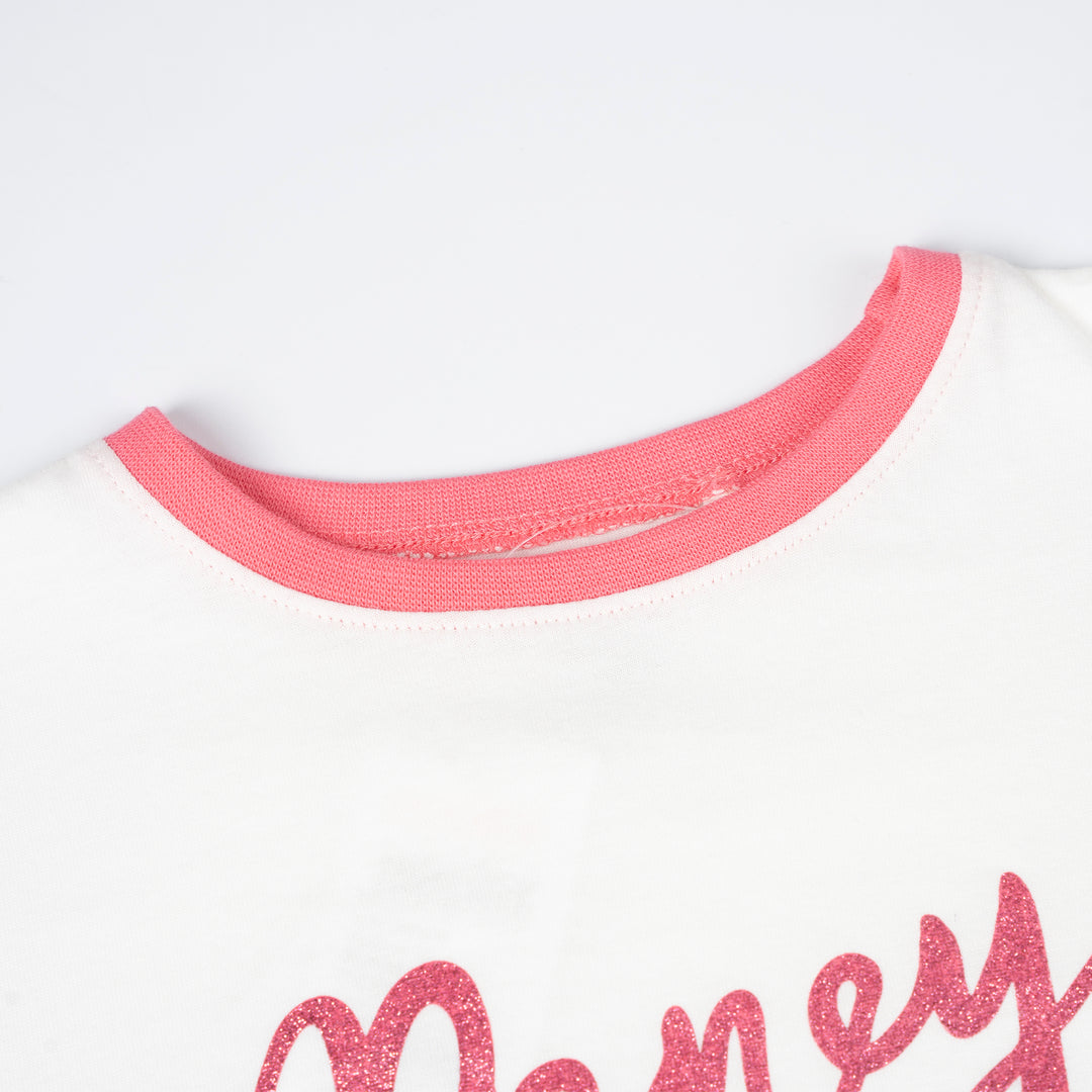 Poney Girls White Handwriting Poney Logo Short Sleeve Tee