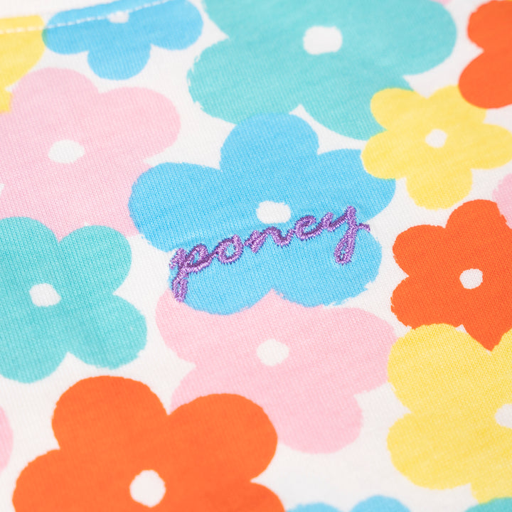 Poney Girls Light Pink Blooming Flowers Short Sleeve Tee