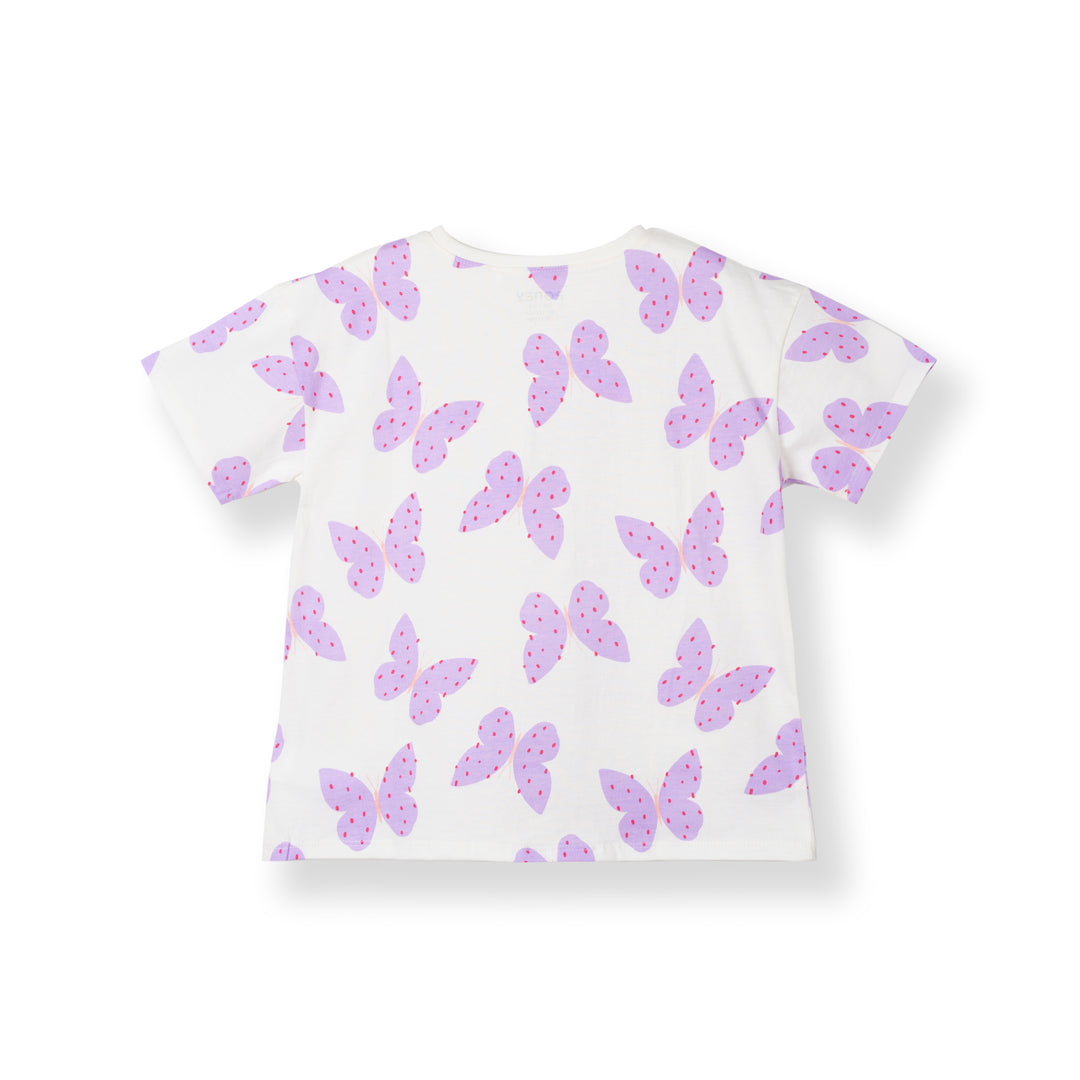 Poney Girls Cream Flutter Bloom Short Sleeve Tee