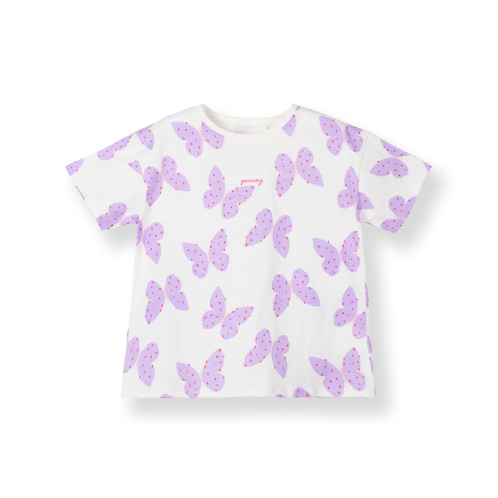 Poney Girls Cream Flutter Bloom Short Sleeve Tee