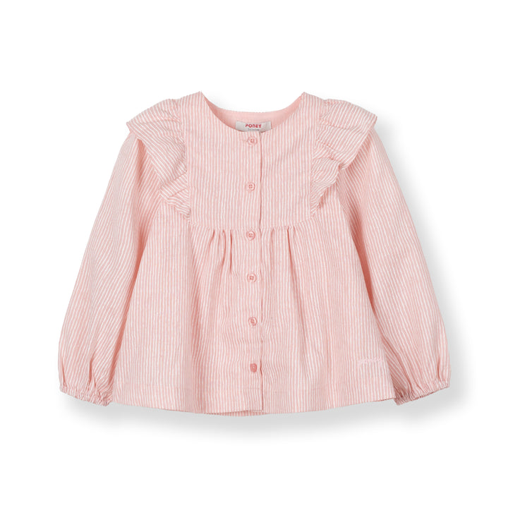 Poney Girls Pink Veiled Rose Long Sleeve Blouse