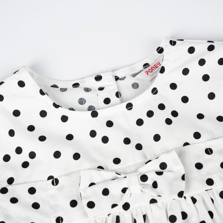 Poney Girls White Polka Dot Long Sleeve Blouse