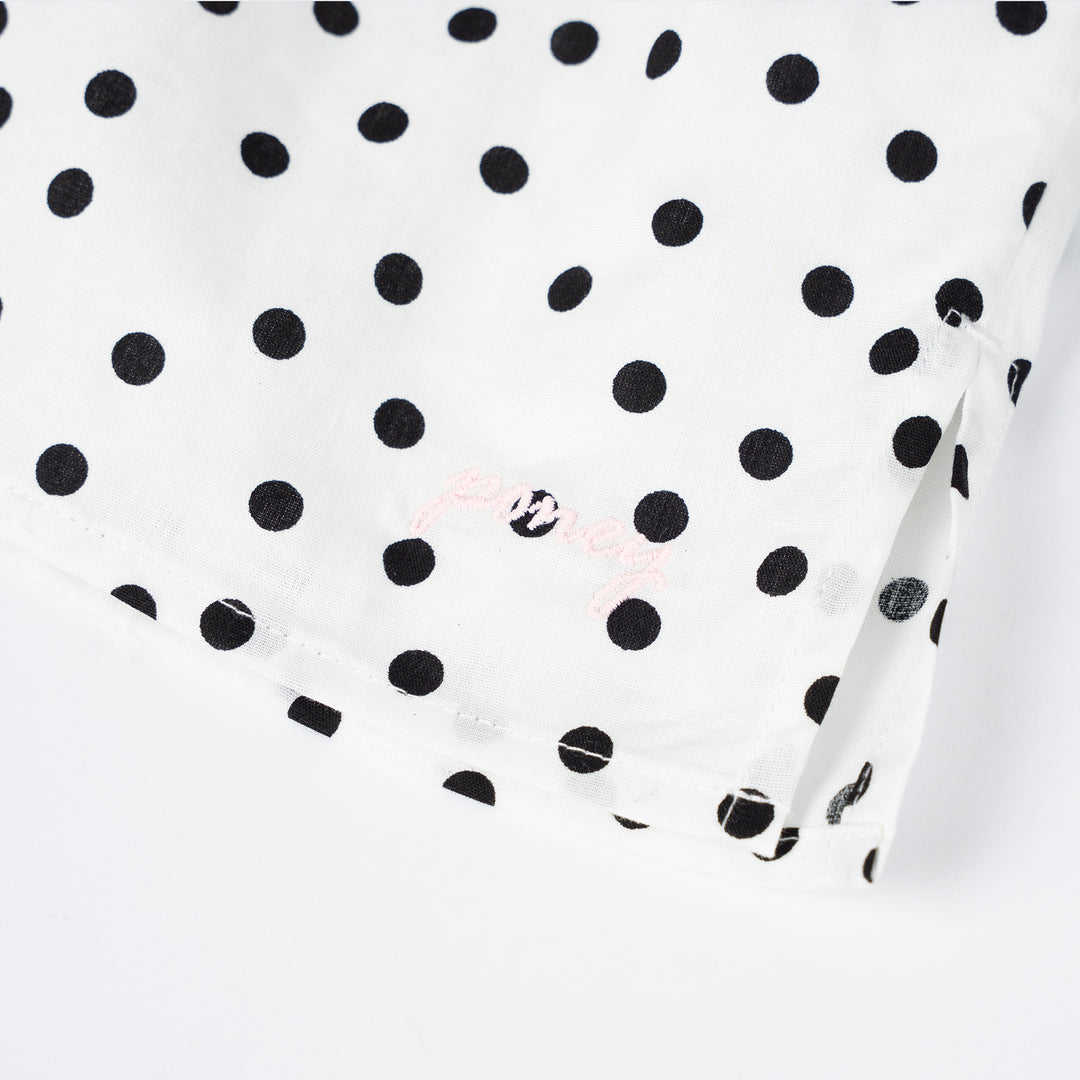 Poney Girls White Polka Dot Long Sleeve Blouse