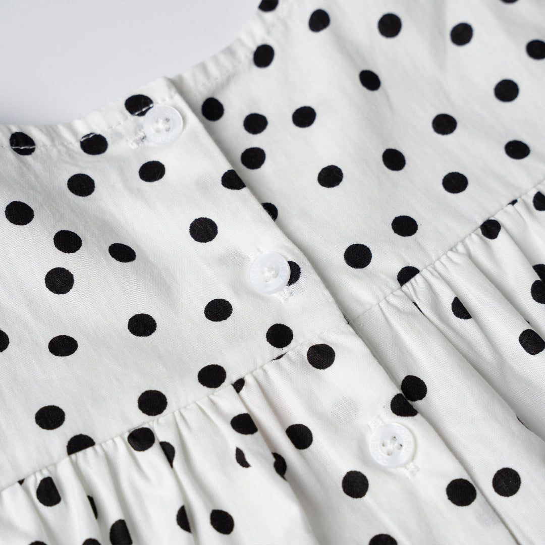 Poney Girls White Polka Dot Long Sleeve Blouse