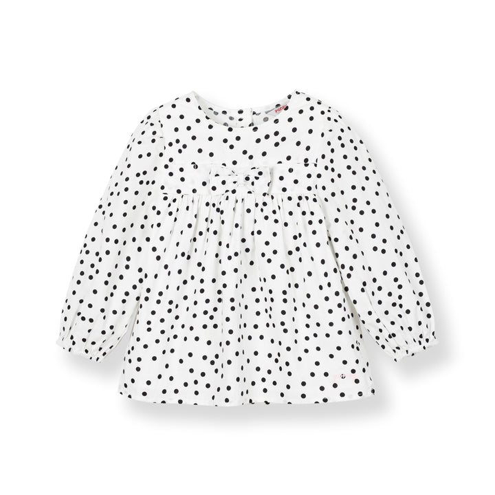 Poney Girls White Polka Dot Long Sleeve Blouse