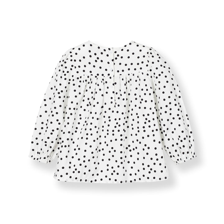 Poney Girls White Polka Dot Long Sleeve Blouse