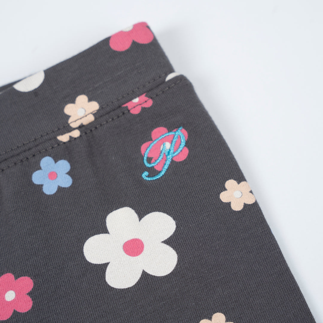 Poney Girls Tiny Blooms Dark Grey Legging