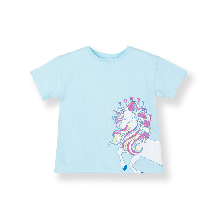 Poney Girls Dreamy Unicorn Short Sleeve Blue Tee