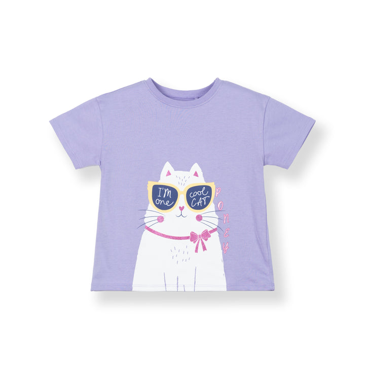 Poney Girls I’m One Cool Cat Short Sleeve Purple Tee