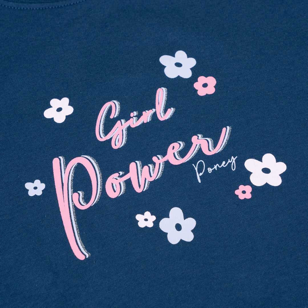 Poney Girls Girl Power Short Sleeve Navy Tee