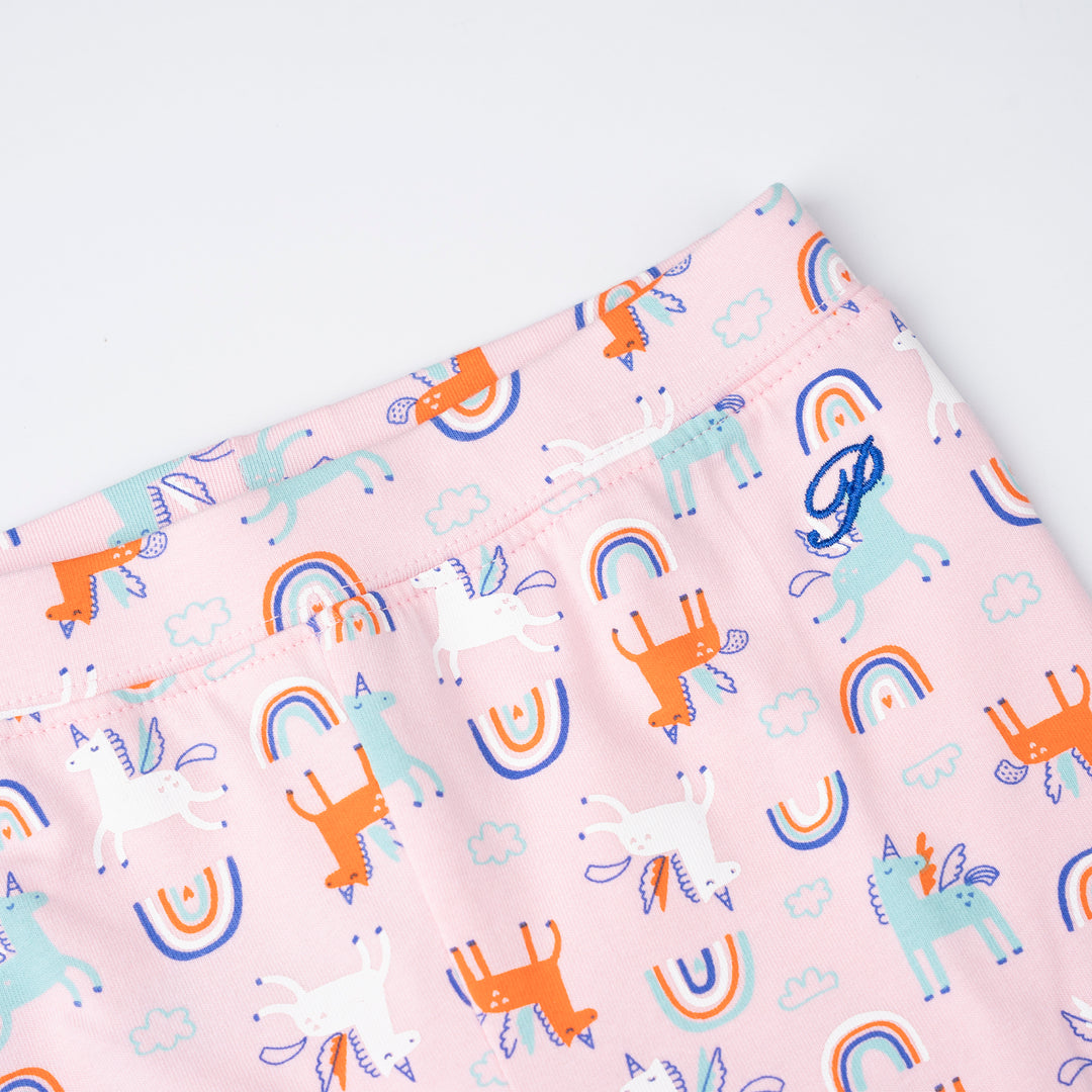 Poney Girls Pink Unicorn And Rainbows Leggings