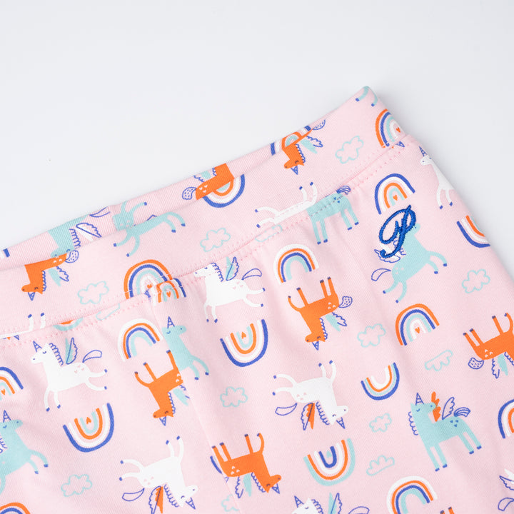 Poney Girls Pink Unicorn And Rainbows Leggings