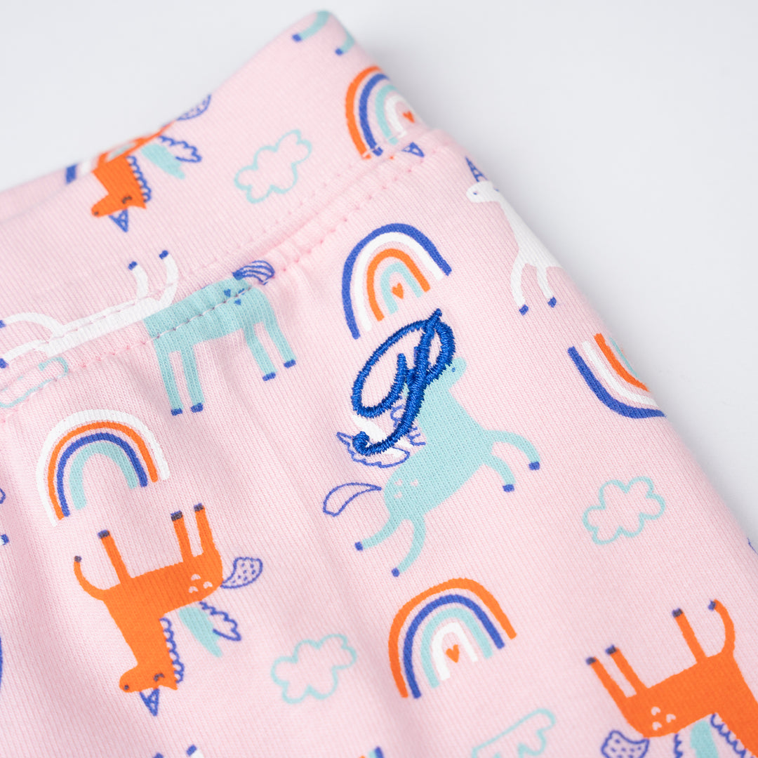 Poney Girls Pink Unicorn And Rainbows Leggings